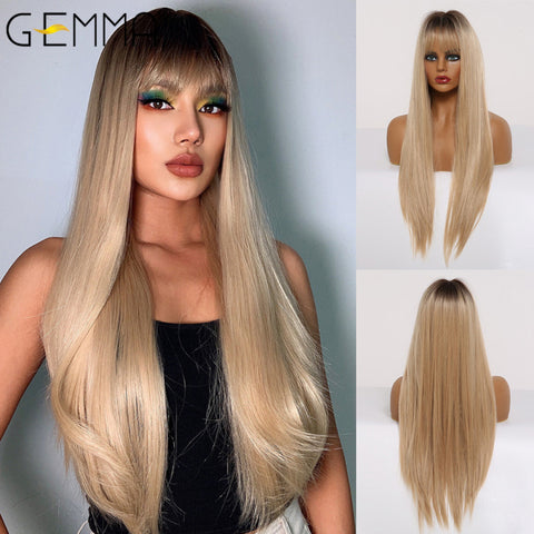 Long Straight Synthetic Wigs for Women Natural Wave Wigs