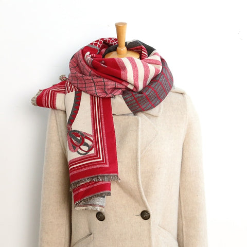 Letter double-sided warm cashmere shawl scarf for women Inpluser