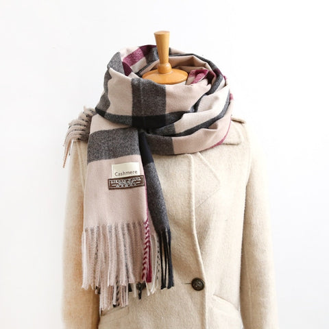 Letter double-sided warm cashmere shawl scarf for women Inpluser