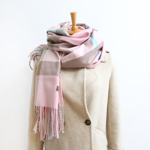 Letter double-sided warm cashmere shawl scarf for women Inpluser