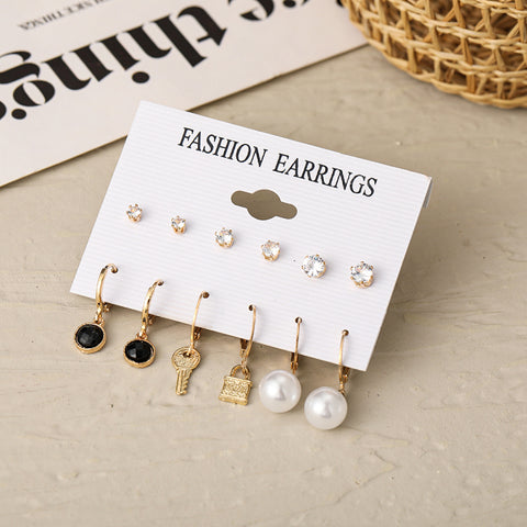 Trendy Exquisite Pearl Metal Earrings Set For Women