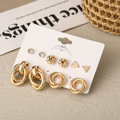 Trendy Exquisite Pearl Metal Earrings Set For Women