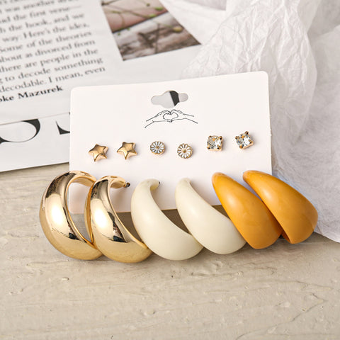 Trendy Exquisite Pearl Metal Earrings Set For Women