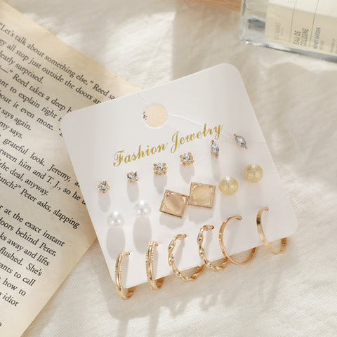 Trendy Exquisite Pearl Metal Earrings Set For Women