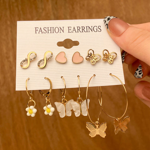 Trendy Exquisite Pearl Metal Earrings Set For Women