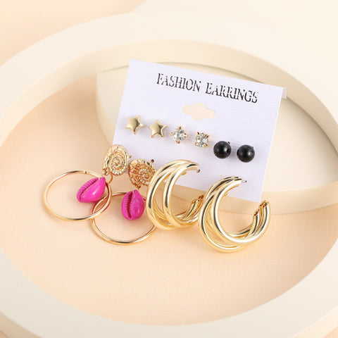 Trendy Exquisite Pearl Metal Earrings Set For Women