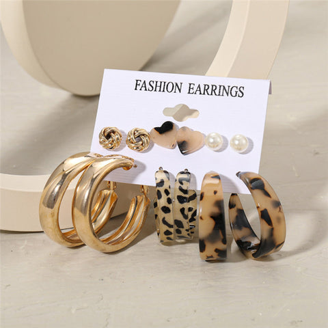 Trendy Exquisite Pearl Metal Earrings Set For Women