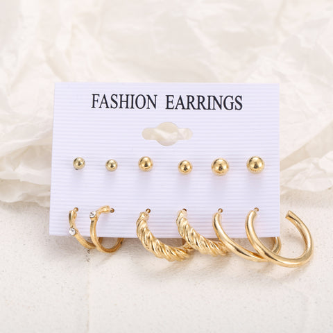 Trendy Exquisite Pearl Metal Earrings Set For Women