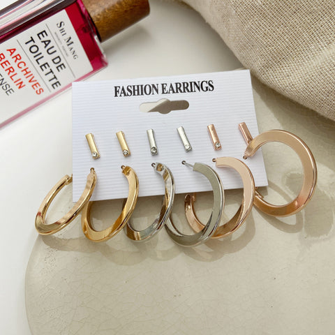 Trendy Exquisite Pearl Metal Earrings Set For Women