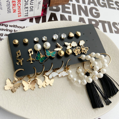 Trendy Exquisite Pearl Metal Earrings Set For Women