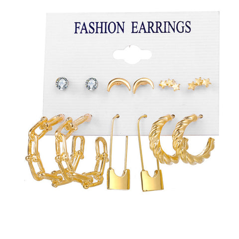 Trendy Exquisite Pearl Metal Earrings Set For Women