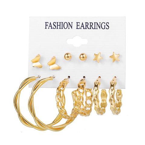 Trendy Exquisite Pearl Metal Earrings Set For Women