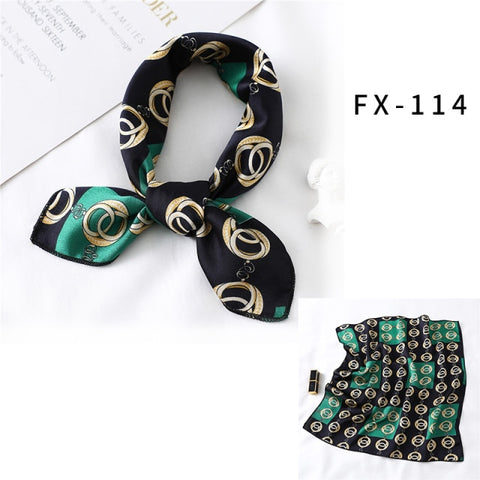 Square Silk Women Fashion Print Small Neck scarf Office Lady Hair Band