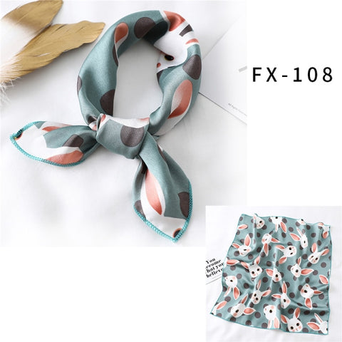 Square Silk Women Fashion Print Small Neck scarf Office Lady Hair Band