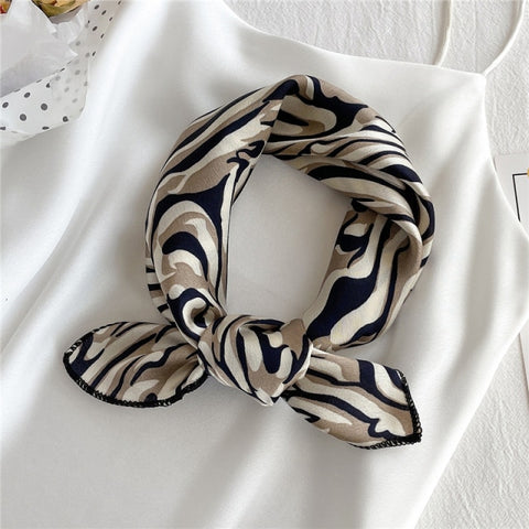 Square Silk Women Fashion Print Small Neck scarf Office Lady Hair Band