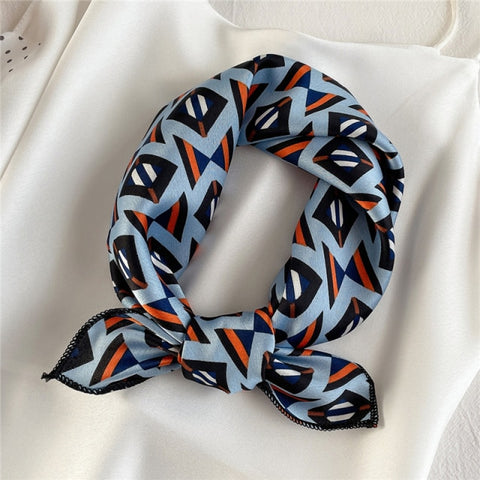 Square Silk Women Fashion Print Small Neck scarf Office Lady Hair Band
