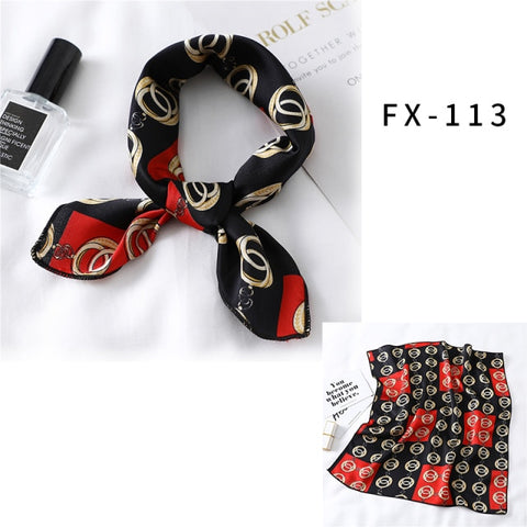 Square Silk Women Fashion Print Small Neck scarf Office Lady Hair Band