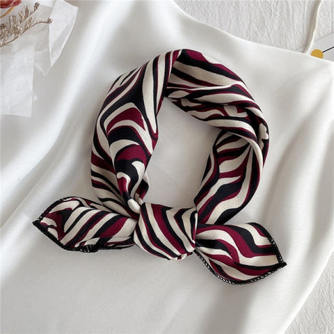 Square Silk Women Fashion Print Small Neck scarf Office Lady Hair Band