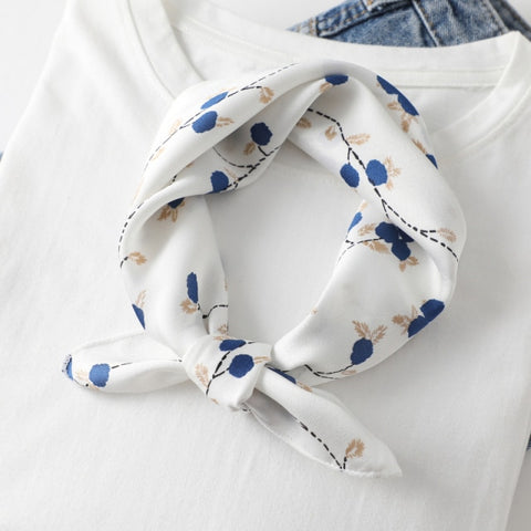 Square Silk Women Fashion Print Small Neck scarf Office Lady Hair Band