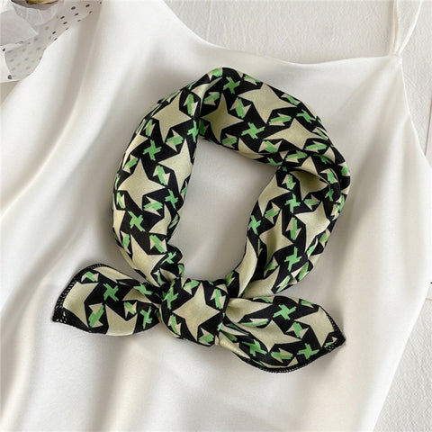 Square Silk Women Fashion Print Small Neck scarf Office Lady Hair Band