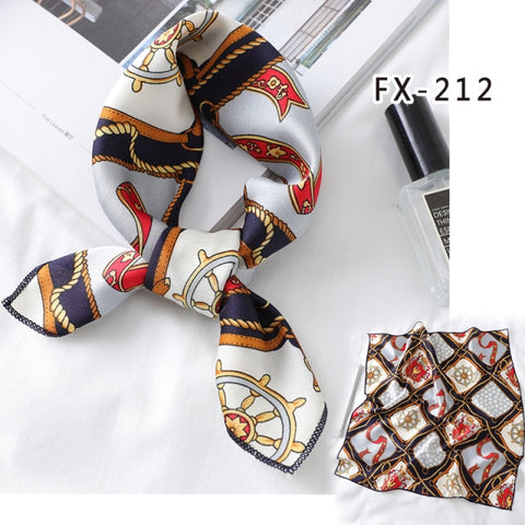 Square Silk Women Fashion Print Small Neck scarf Office Lady Hair Band