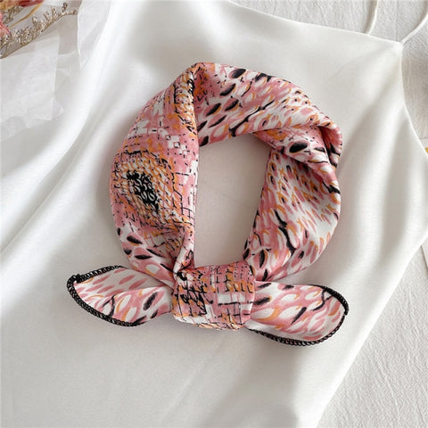 Square Silk Women Fashion Print Small Neck scarf Office Lady Hair Band