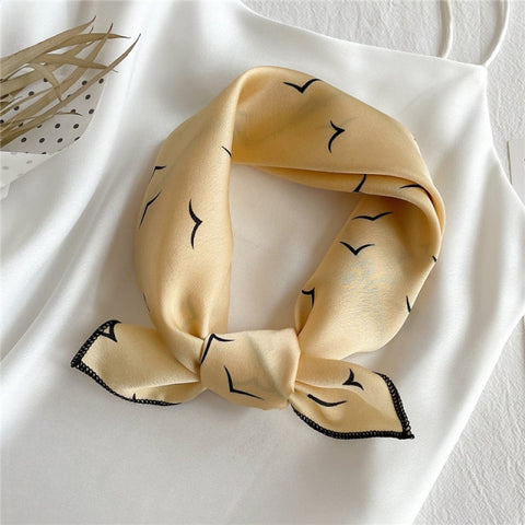 Square Silk Women Fashion Print Small Neck scarf Office Lady Hair Band