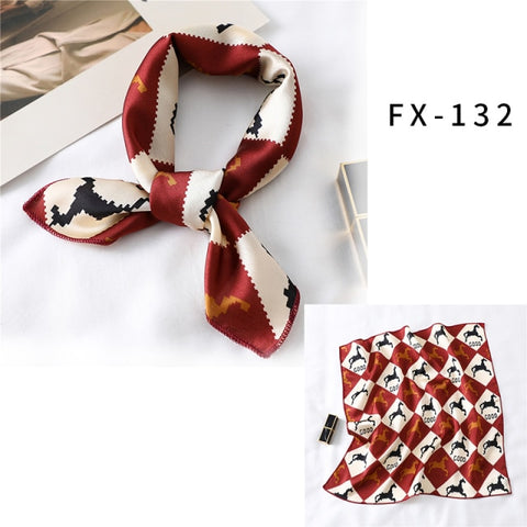 Square Silk Women Fashion Print Small Neck scarf Office Lady Hair Band