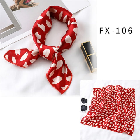 Square Silk Women Fashion Print Small Neck scarf Office Lady Hair Band