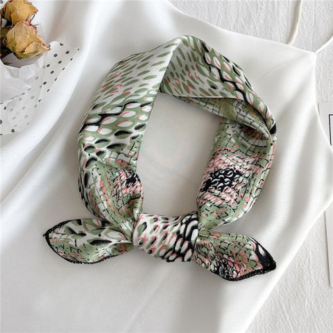 Square Silk Women Fashion Print Small Neck scarf Office Lady Hair Band
