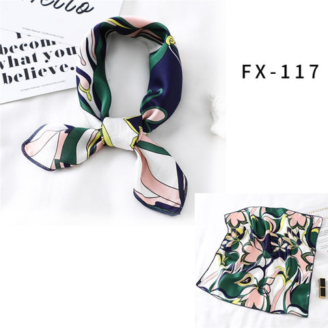 Square Silk Women Fashion Print Small Neck scarf Office Lady Hair Band