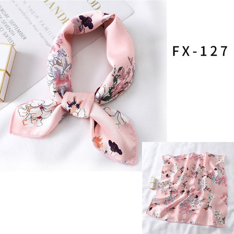 Square Silk Women Fashion Print Small Neck scarf Office Lady Hair Band