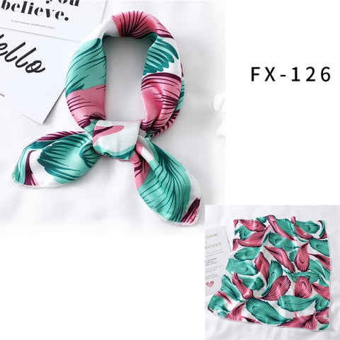 Square Silk Women Fashion Print Small Neck scarf Office Lady Hair Band