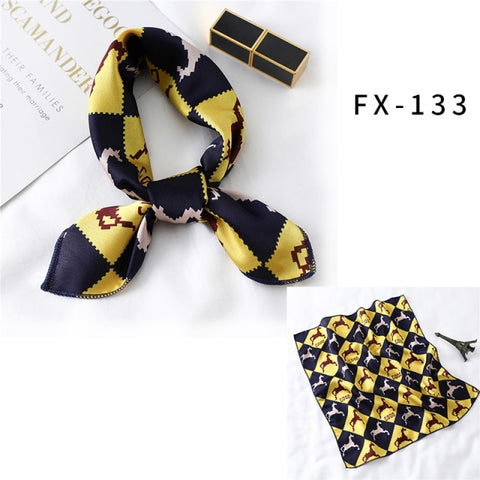 Square Silk Women Fashion Print Small Neck scarf Office Lady Hair Band