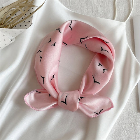 Square Silk Women Fashion Print Small Neck scarf Office Lady Hair Band