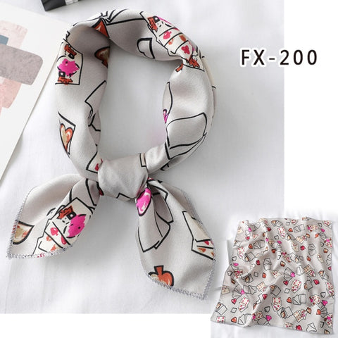 Square Silk Women Fashion Print Small Neck scarf Office Lady Hair Band