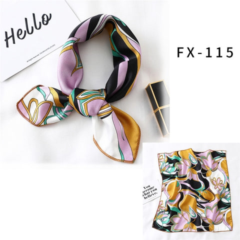 Square Silk Women Fashion Print Small Neck scarf Office Lady Hair Band