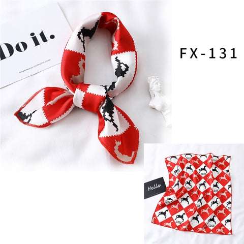 Square Silk Women Fashion Print Small Neck scarf Office Lady Hair Band