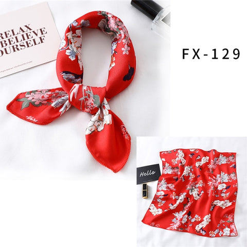 Square Silk Women Fashion Print Small Neck scarf Office Lady Hair Band