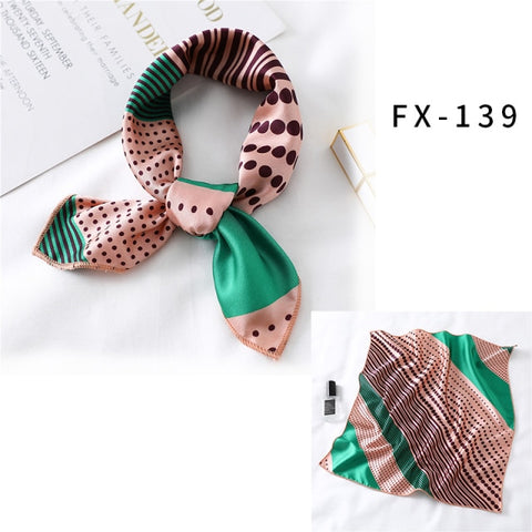 Square Silk Women Fashion Print Small Neck scarf Office Lady Hair Band
