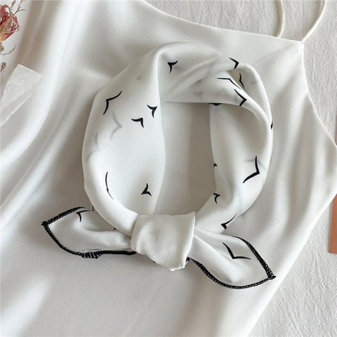 Square Silk Women Fashion Print Small Neck scarf Office Lady Hair Band