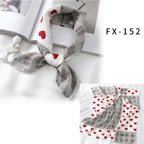 Square Silk Women Fashion Print Small Neck scarf Office Lady Hair Band