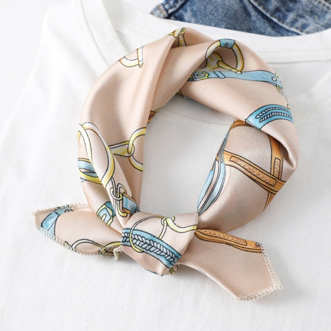 Square Silk Women Fashion Print Small Neck scarf Office Lady Hair Band
