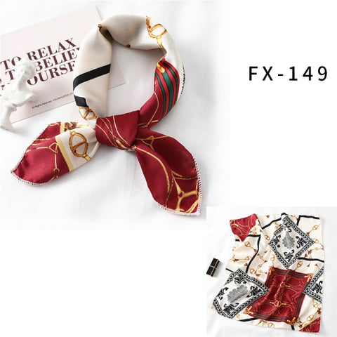 Square Silk Women Fashion Print Small Neck scarf Office Lady Hair Band