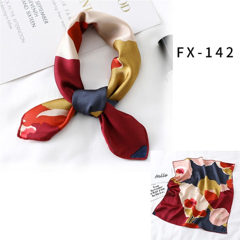 Square Silk Women Fashion Print Small Neck scarf Office Lady Hair Band