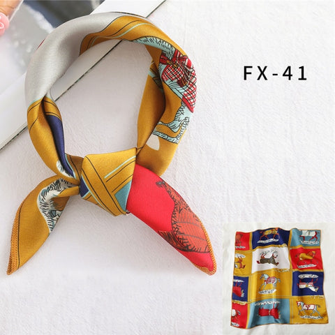 Square Silk Women Fashion Print Small Neck scarf Office Lady Hair Band
