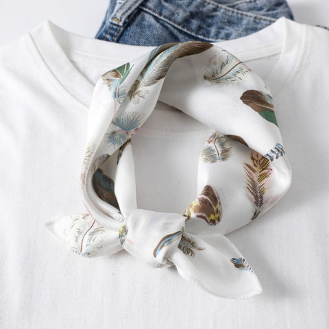 Square Silk Women Fashion Print Small Neck scarf Office Lady Hair Band