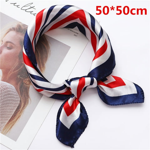 Square Silk Women Fashion Print Small Neck scarf Office Lady Hair Band