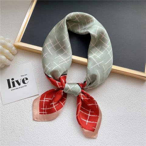 New Silk Scarf Lady Hair band Square Shawl Satin Bag Scarves Head Wrap
