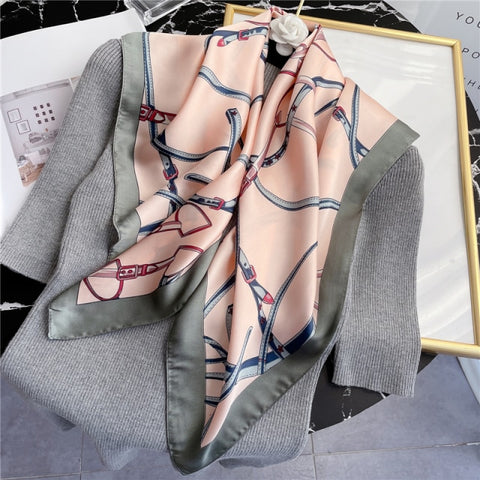 New Silk Scarf Lady Hair band Square Shawl Satin Bag Scarves Head Wrap